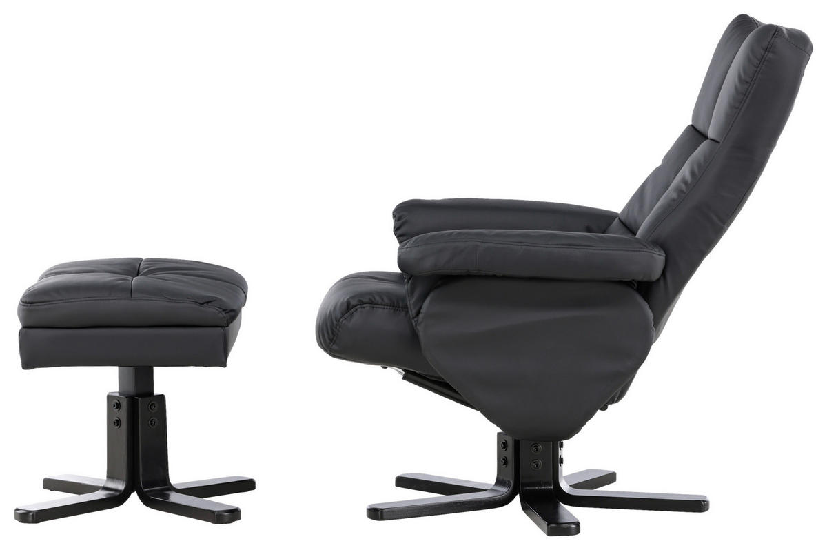 RELAXSESSELSET Lederlook (vegan)    - Schwarz, Design, Textil/Metall (78/101/90cm) - Livetastic