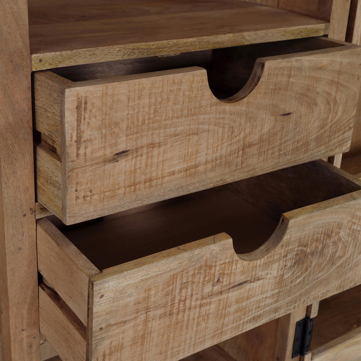 BAR Mangoholz massiv Naturfarben  - Schwarz/Naturfarben, Design, Holz/Metall (100-150/122/55cm) - Landscape