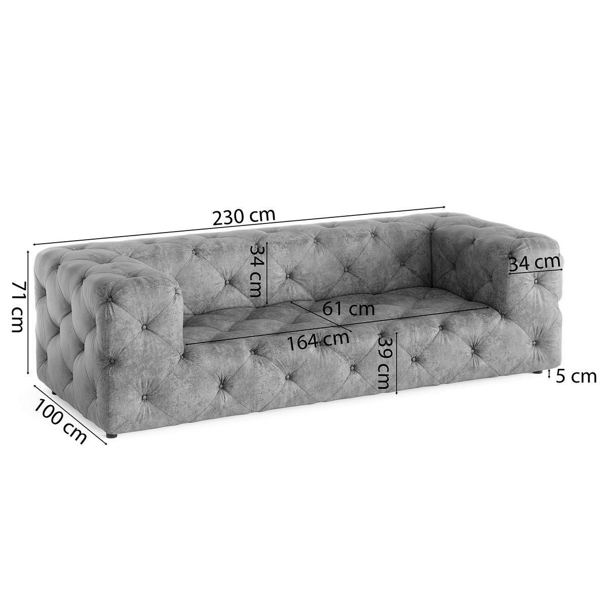 3-SITZER-SOFA Fresco in Lederlook Dunkelbraun  - Dunkelbraun/Schwarz, Design, Kunststoff/Textil (230/71/100cm) - P & B