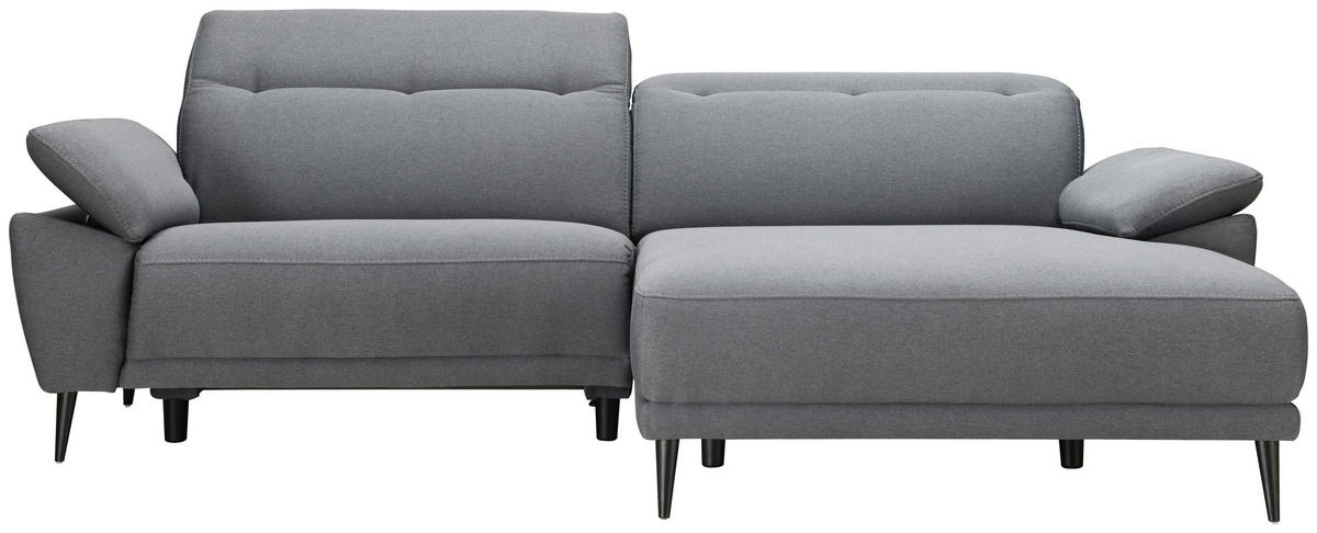 ECKSOFA  in Leinenoptik Hellgrau  262/172 cm  - Hellgrau/Schwarz, Design, Textil/Metall (262/172cm) - MID.YOU