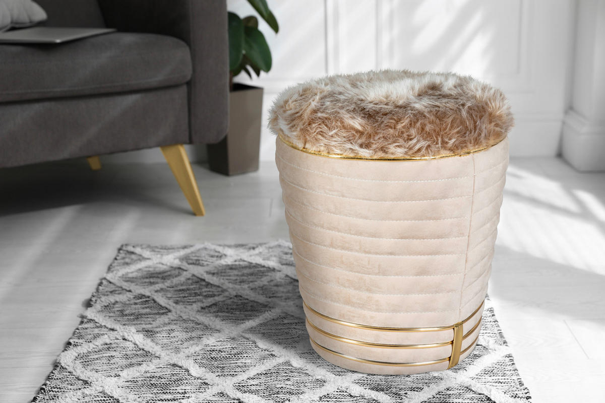 HOCKER Struktur Taupe, Goldfarben  - Taupe/Goldfarben, Design, Textil (42/50cm) - Kayoom