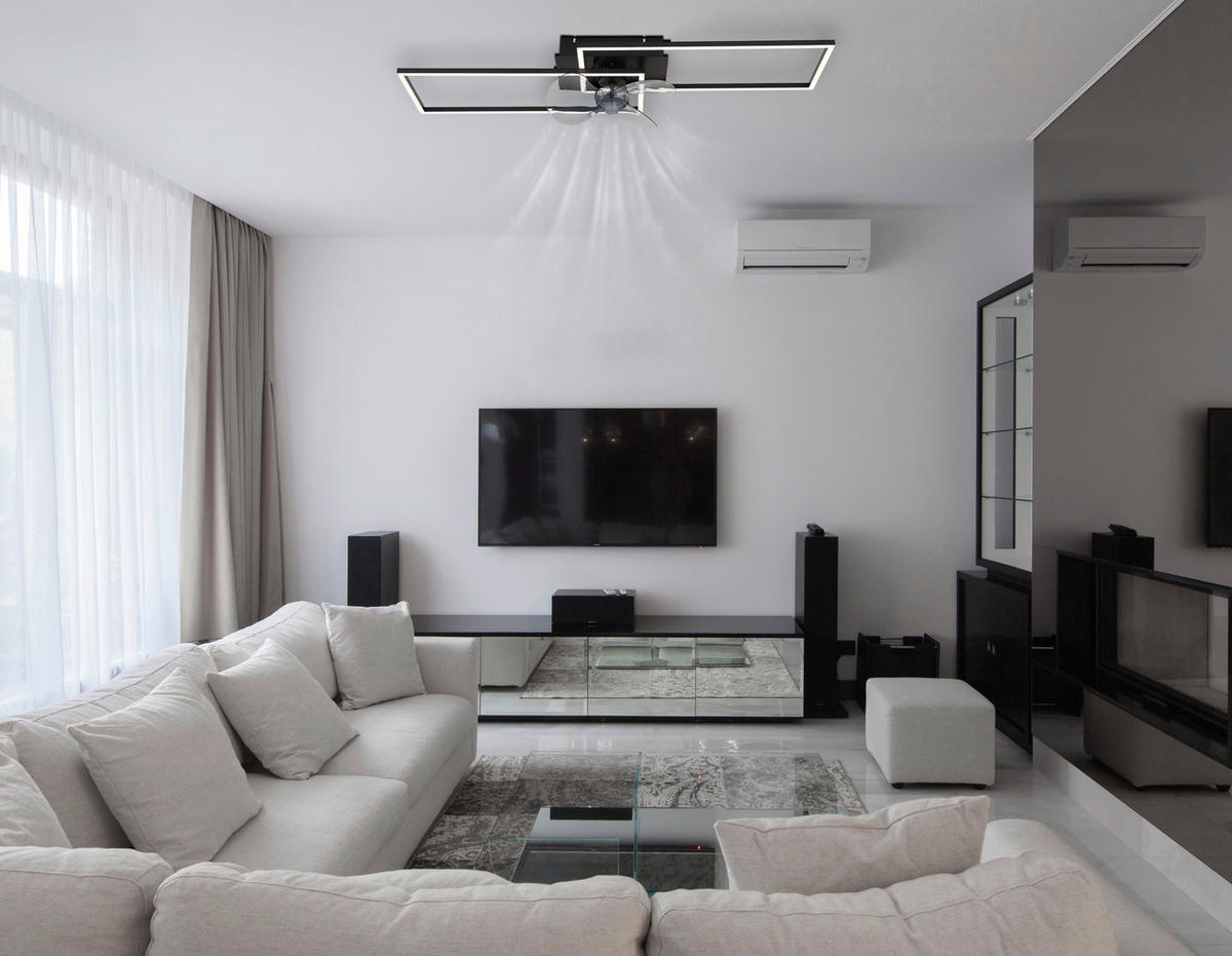 STROPNI VENTILATOR   /180-1800 lm/3000-6500 K// - siva/črna, Design, kovina/umetna masa (90/30/15cm) - Globo