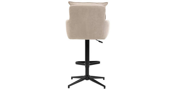 BARHOCKER Cord Creme, Beige Eisen Stoffauswahl, Sitzfläche 360° drehbar, inklusive Armlehnen  - Beige/Creme, Design, Textil/Metall (54/98-120/58cm) - Novel