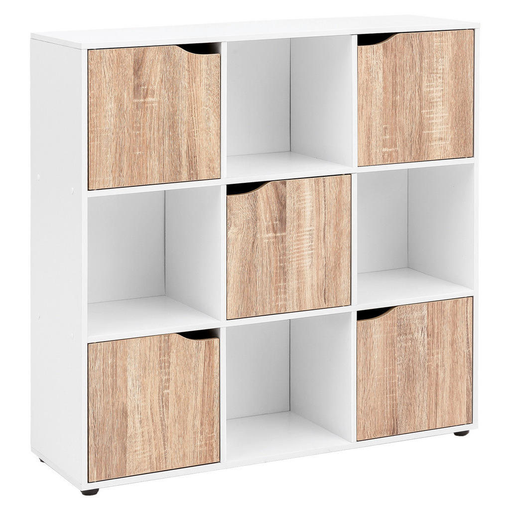 Regal Mit Türen Samo B: 89 Cm Weiß/eiche Dekor