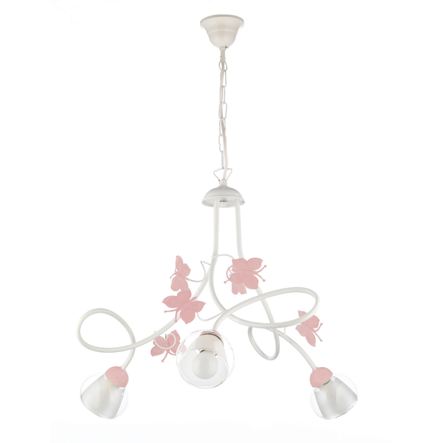 DĚTSKÉ ZÁVĚSNÉ SVÍTIDLO, 65/80 cm  - bílá/pink, Basics, kov/sklo (65/80cm)