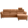 ECKSOFA in Lederlook Cognac  - Cognac/Schwarz, Modern, Holz/Textil (279/176cm) - Livetastic