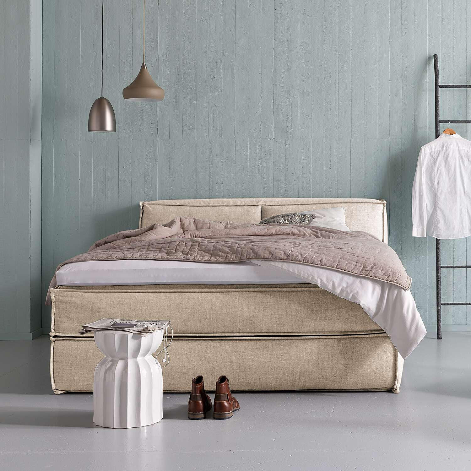BOXSPRINGBETT 140/220 cm  in Beige  - Beige/Schwarz, Design, Textil (140/220cm) - home24