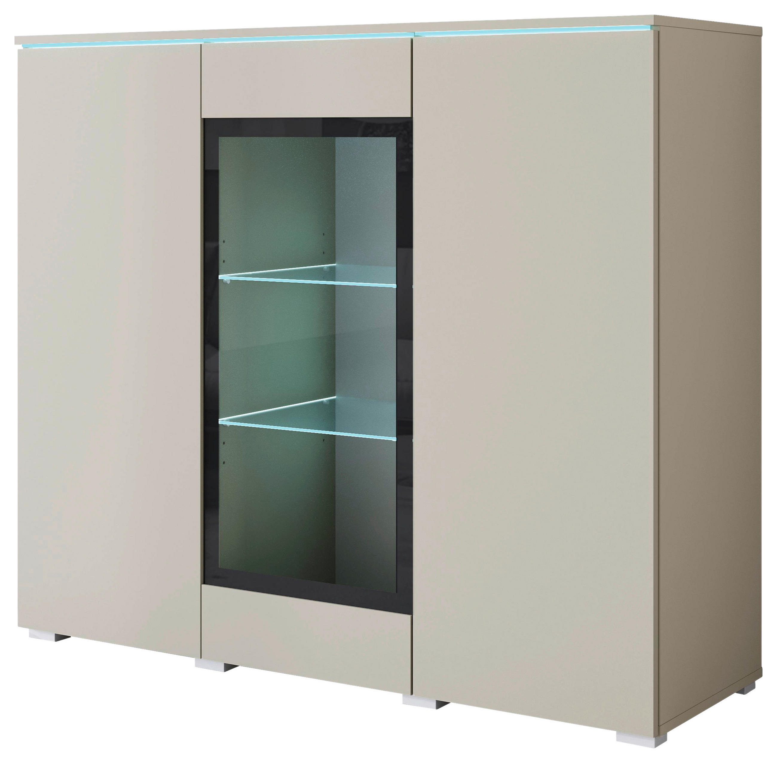 HIGHBOARD Vera  in 120/103,3/39,5 cm  - Kaschmir/Beige, Trend, Glas/Holzwerkstoff (120/103,3/39,5cm)