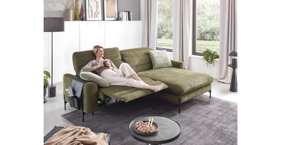 ECKSOFA Olivgrün Flachgewebe  - Schwarz/Olivgrün, Design, Textil/Metall (252/191cm) - Dieter Knoll