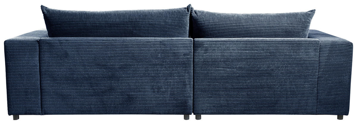 ECKSOFA in Cord, Velours Blau  265/180 cm  - Blau/Schwarz, Basics, Kunststoff/Textil (265/180cm) - Livetastic