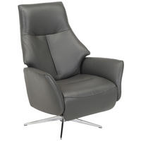 RELAXFÅTÖLJ i trä, metall, läder antracit  - kromfärg/antracit, Klassisk, metall/läder (78/108/83cm) - Welnova