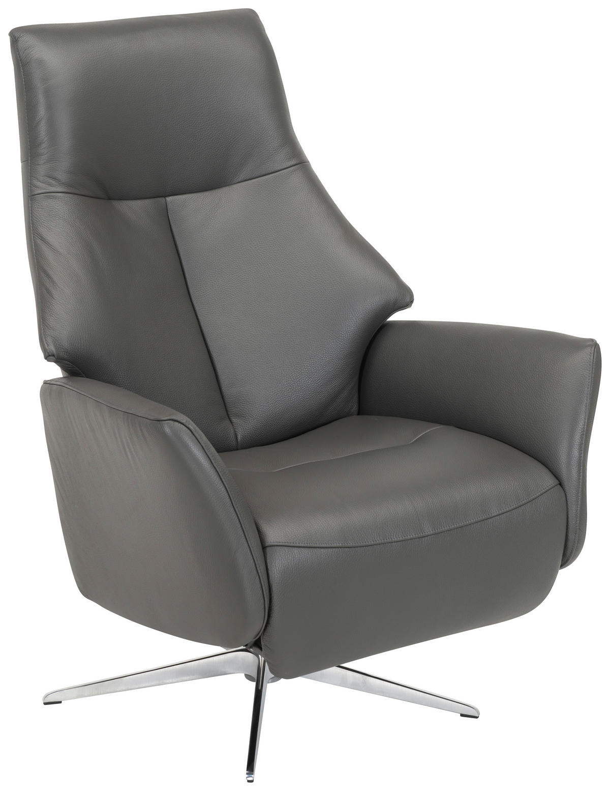 RELAXFÅTÖLJ i trä, metall, läder antracit  - kromfärg/antracit, Klassisk, metall/läder (78/108/83cm) - Welnova