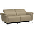 3-SITZER-SOFA  in Echtleder Ecru   - Ecru/Schwarz, Design, Leder/Metall (210/79/104cm) - Belluti