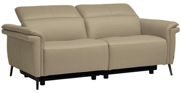 3-SITZER-SOFA  in Echtleder Ecru   - Ecru/Schwarz, Design, Leder/Metall (210/79/104cm) - Belluti