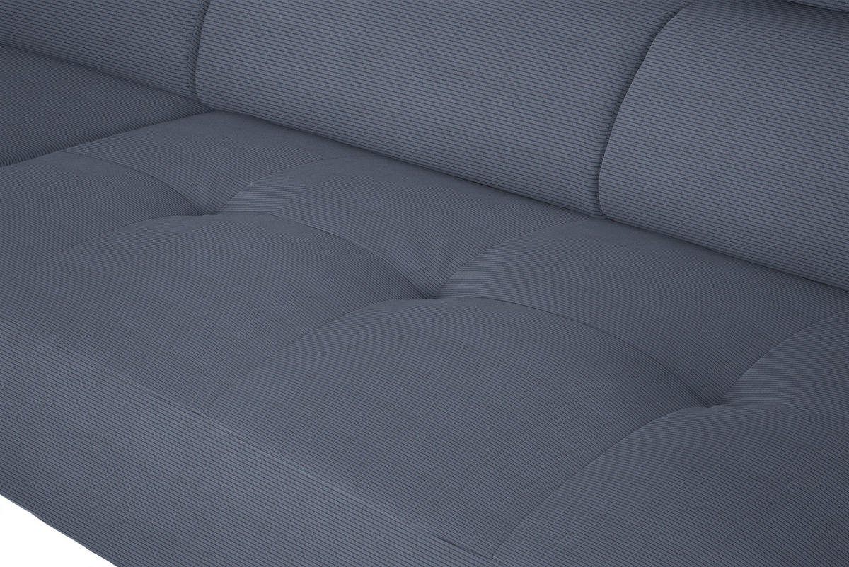 ECKSOFA in Feincord Blaugrau  - Blaugrau/Schwarz, Design, Textil/Metall (205/280cm) - MID.YOU