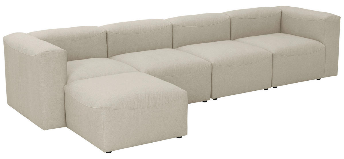 ECKSOFA in Flachgewebe Creme   - Creme, Design, Kunststoff/Textil (350/73/100cm) - Max Winzer