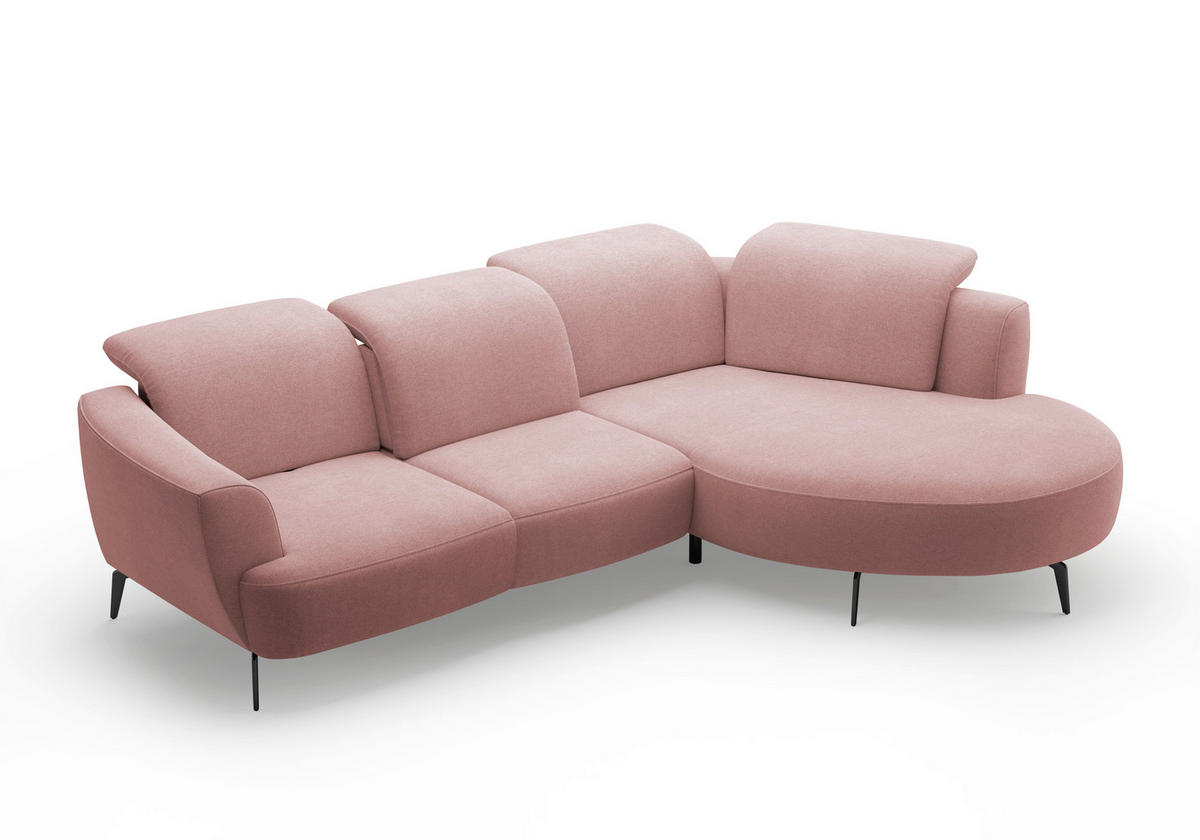 ECKSOFA in Mikrofaser Altrosa  - Schwarz/Altrosa, Konventionell, Textil/Metall (309/199cm) - Sit & More