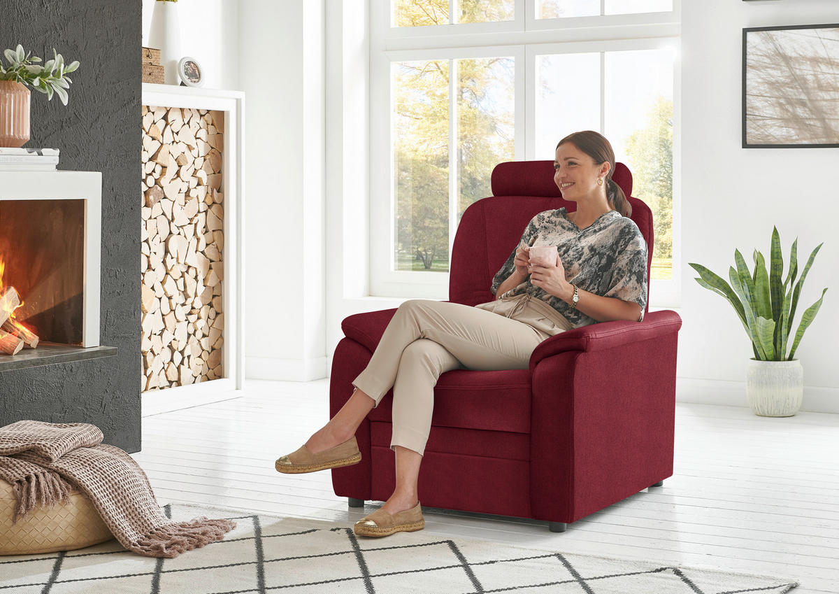 FERNSEHSESSEL Chenille Rot  - Rot/Schwarz, Konventionell, Kunststoff/Textil (90/96/89cm) - Beldomo Comfort