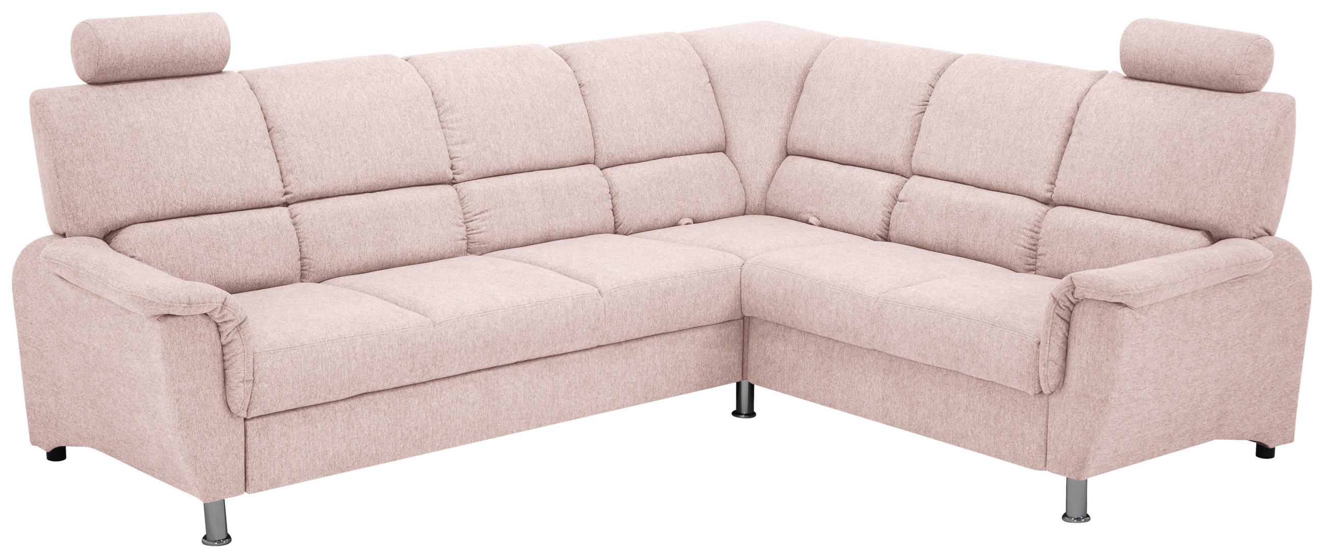 ECKSCHLAFSOFA Webstoff Rosa  - Schwarz/Rosa, Design, Kunststoff/Textil (270/219cm) - Livetastic