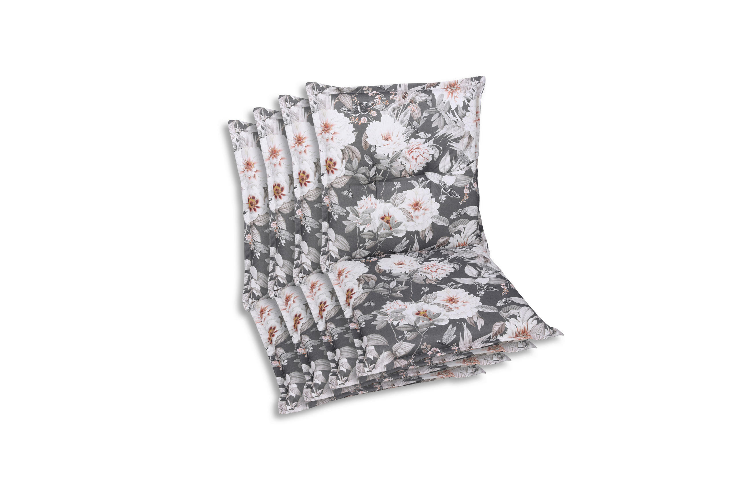 SESSELAUFLAGENSET in Anthrazit, Weiß Blume  - Anthrazit/Weiß, Basics, Textil (50/9/100cm)