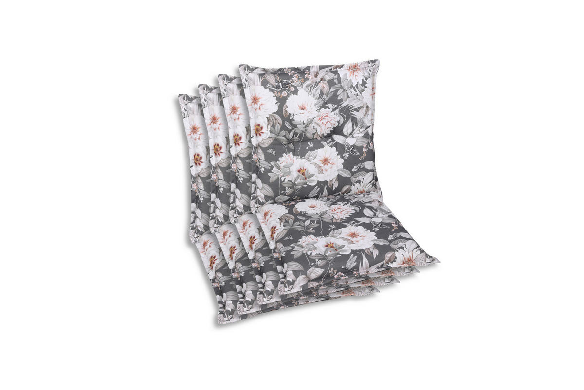 SESSELAUFLAGENSET in Anthrazit, Weiß Blume  - Anthrazit/Weiß, Basics, Textil (50/9/100cm)