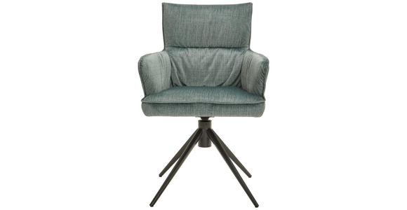ARMLEHNSTUHL in Eisen Velours - Salbeigrün/Schwarz, Design, Textil/Metall (58/91/62cm) - Dieter Knoll