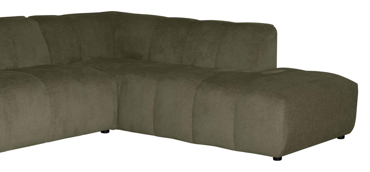 ECKSOFA LIVOLI in Chenille Grün  290/218 cm  - Schwarz/Grün, Design, Textil (290/218cm) - MID.YOU