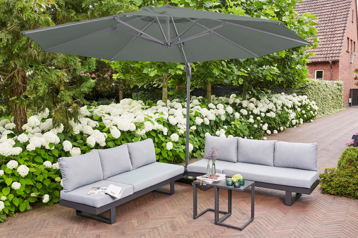 AMPELSCHIRM 350 cm  - Anthrazit/Olivgrün, KONVENTIONELL, Textil/Metall (350/350cm) - Siena Garden