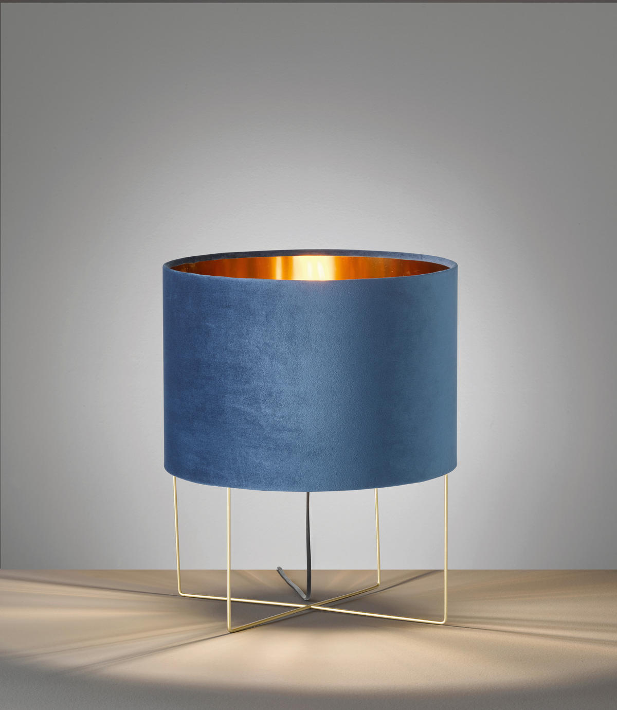 TISCHLEUCHTE Aura 35/43 cm   - Blau/Goldfarben, Trend, Textil/Metall (35/43cm) - Fischer & Honsel