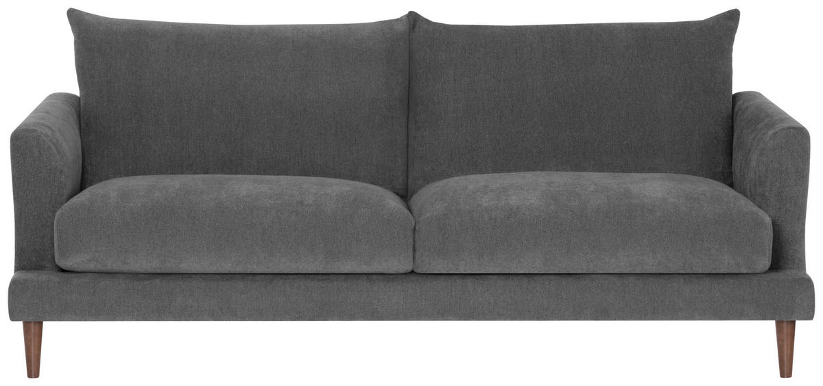 3-SITZER-SOFA in Flachgewebe Grau  - Dunkelbraun/Grau, Konventionell, Holz/Textil (206/82/97cm) - MID.YOU
