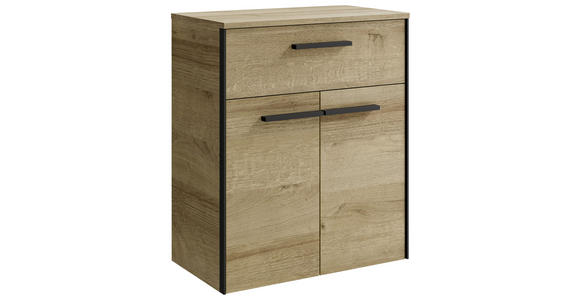 UNTERSCHRANK 60/72/33 cm   - Eichefarben/Schwarz, Natur, Glas/Holzwerkstoff (60/72/33cm) - Xora