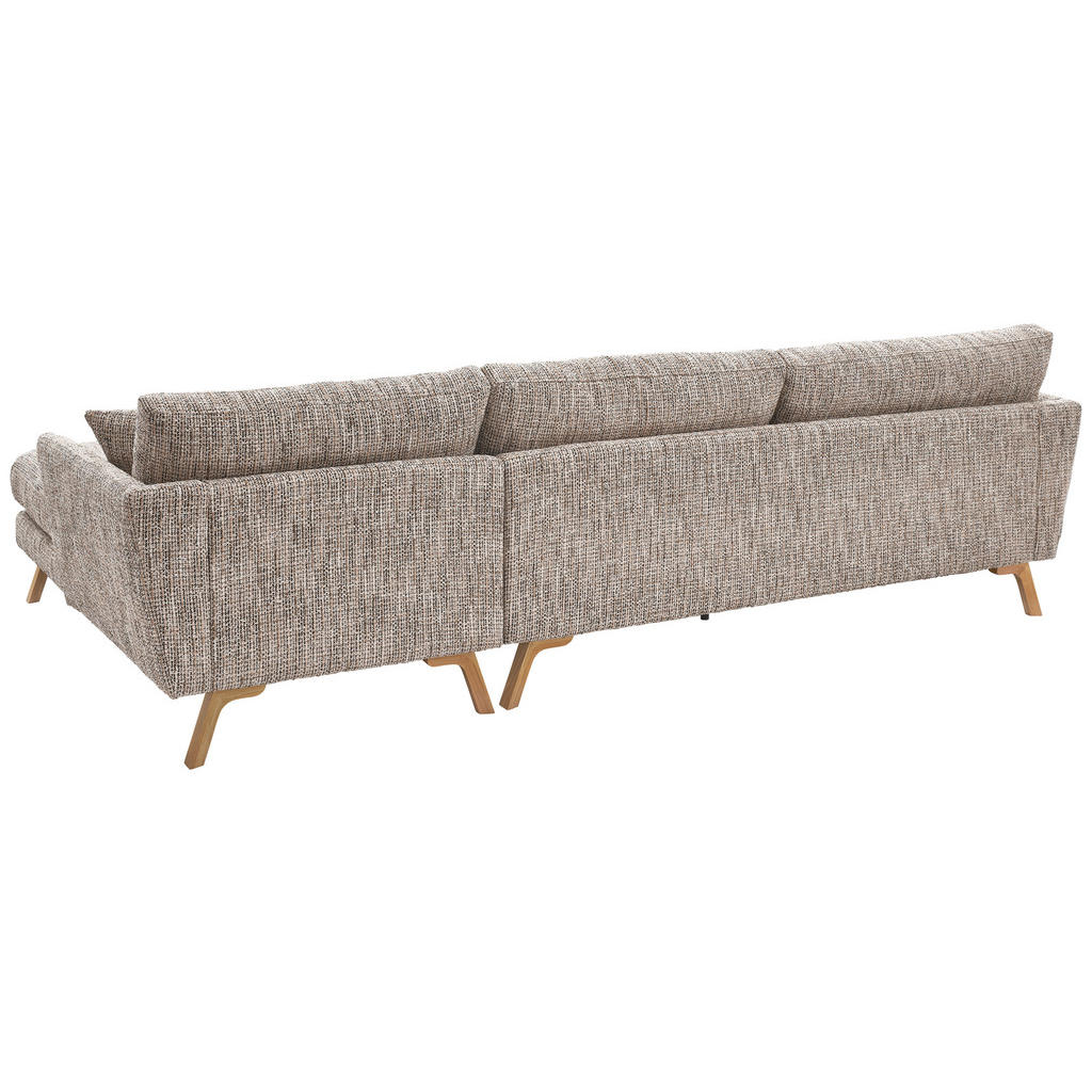 Thumbnail - SetOne by Musterring Ecksofa, Beige, Textil, Eiche, massiv, 3-Sitzer, Füllung: Kaltschaum, Silikon,Silikon, Ottomane rec...