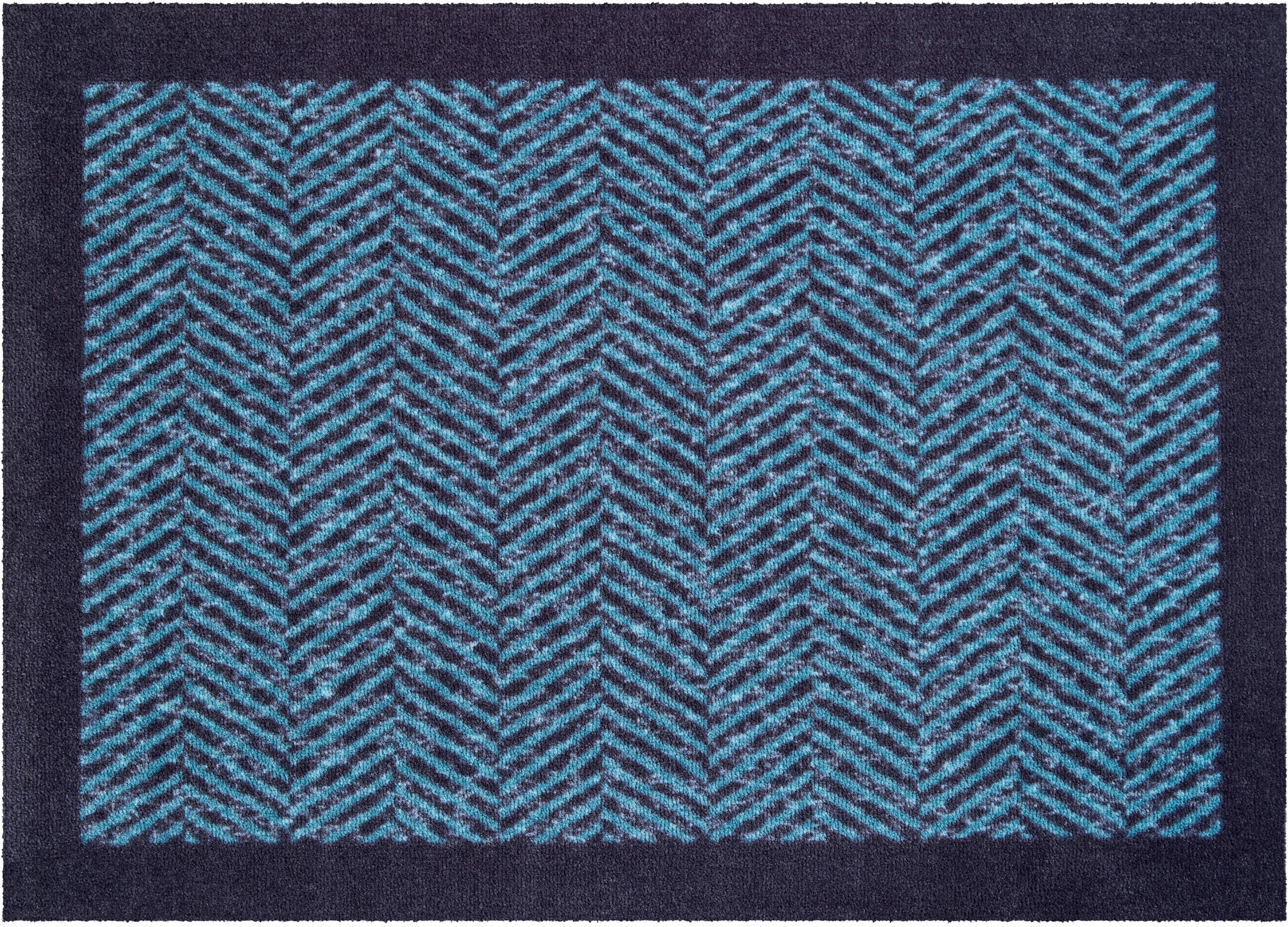 FUSSMATTE 40/60 cm Herringbone  - Blau/Schwarz, KONVENTIONELL, Kunststoff/Textil (40/60cm) - Grund