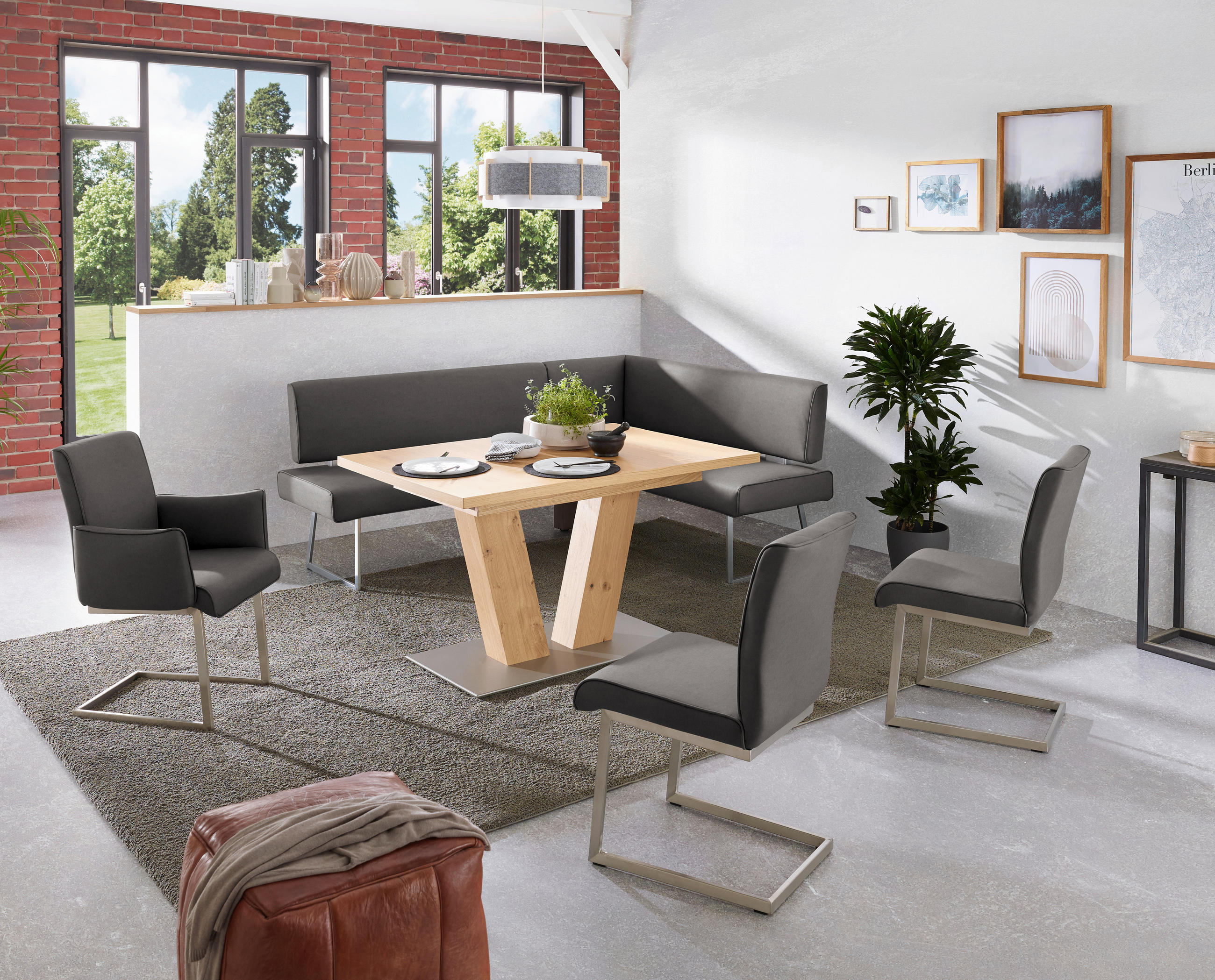 ARMLEHNSTUHL  in Stahl Mikrofaser  - Edelstahlfarben/Anthrazit, Design, Holzwerkstoff/Textil (63/91/60cm) - Dieter Knoll