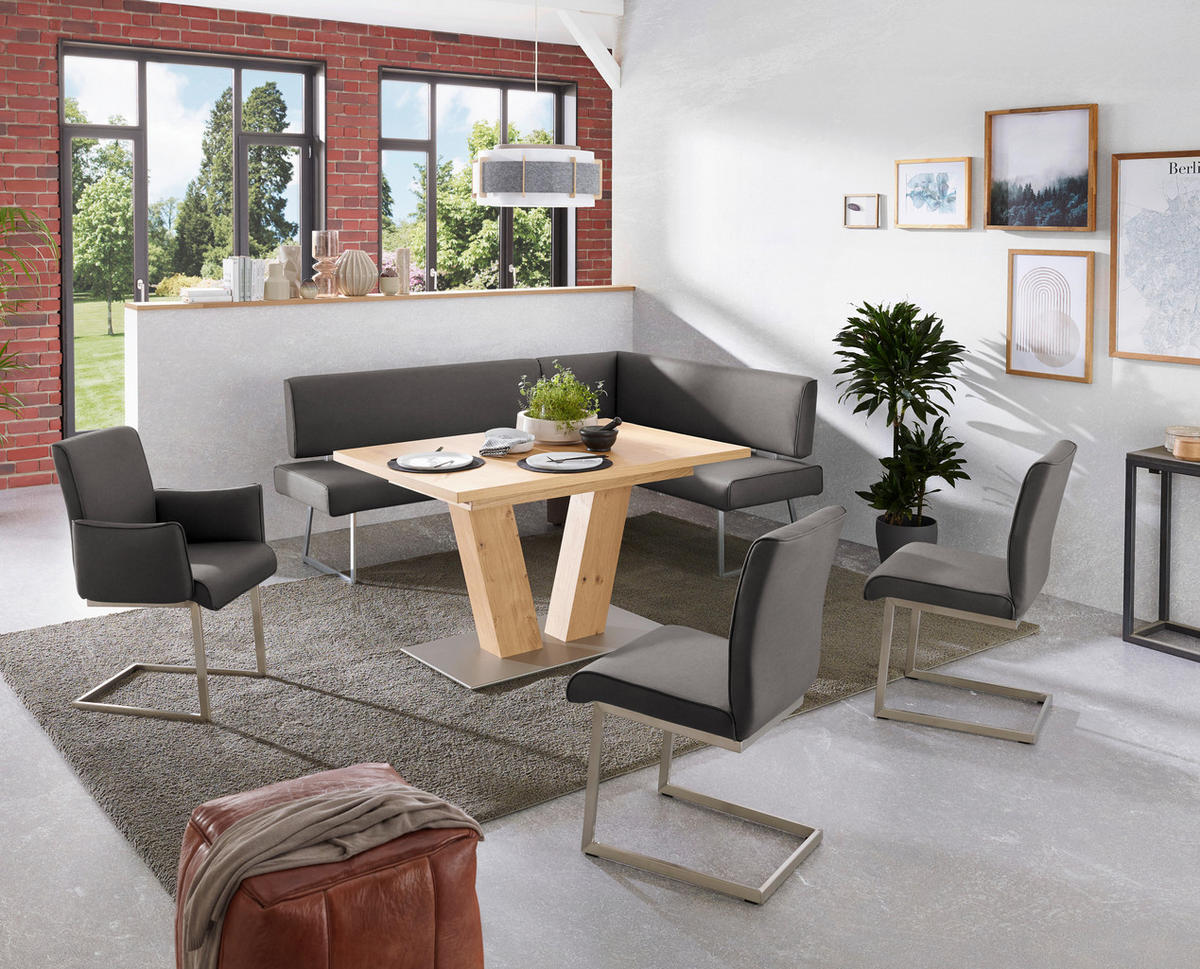 SCHWINGSTUHL  in Stahl Mikrofaser  - Edelstahlfarben/Anthrazit, Design, Holzwerkstoff/Textil (48/91/60cm) - Dieter Knoll