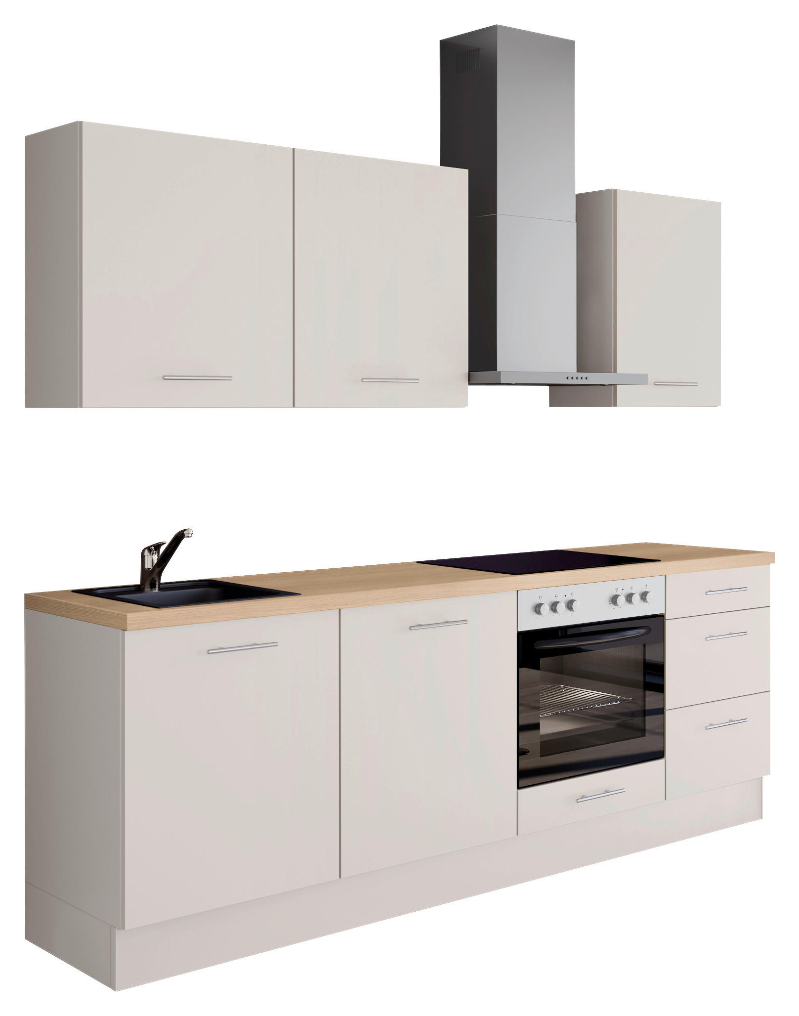 KÜCHENLEERBLOCK 230 cm   in Magnolie  - Edelstahlfarben/Eichefarben, Design, Holzwerkstoff/Metall (230cm) - Impuls