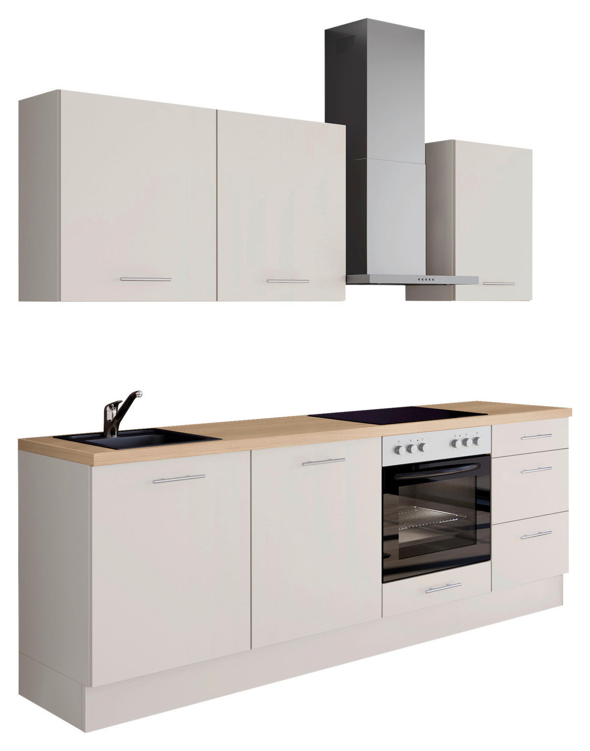 KÜCHENLEERBLOCK 230 cm   in Magnolie  - Edelstahlfarben/Eichefarben, Design, Holzwerkstoff/Metall (230cm) - Impuls