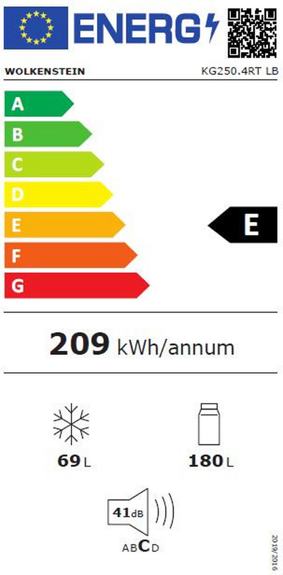 KÜHL-GEFRIER-KOMBINATION KG250.4RT  - Hellblau, Basics, Kunststoff/Metall (54,60/177,50/62,60cm) - Wolkenstein