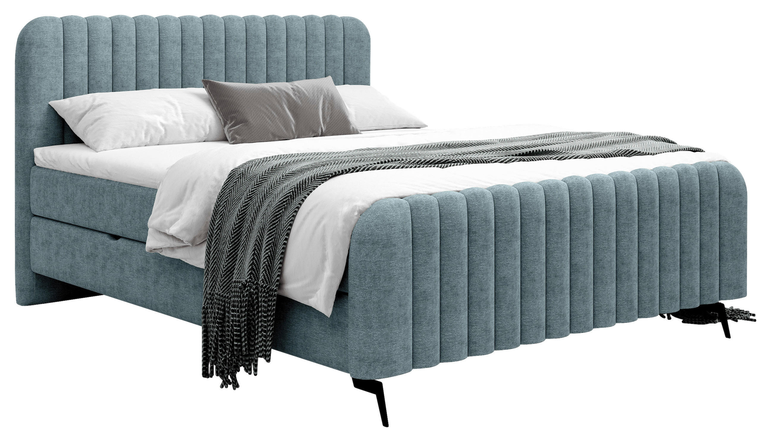 BOXBETT 160/200 cm  in Petrol  - Petrol/Schwarz, Modern, Holz/Holzwerkstoff (160/200cm) - MID.YOU