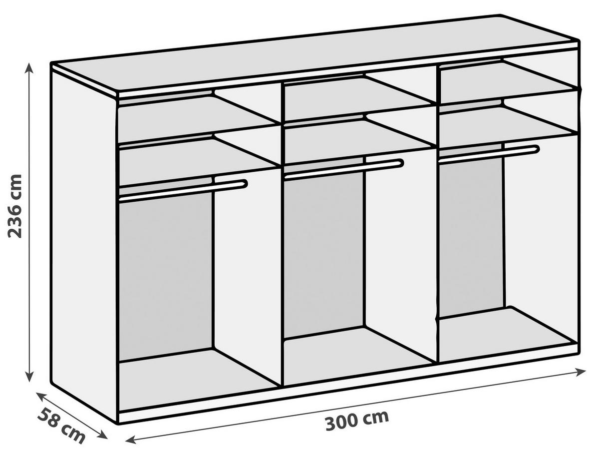DREHTÜRENSCHRANK in Grau, Eichefarben  - Chromfarben/Eichefarben, Modern, Glas/Holzwerkstoff (300/236/58cm) - MID.YOU