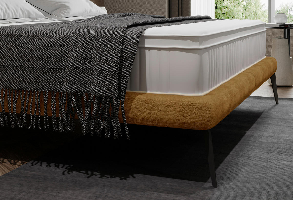 POLSTERBETT 180/200 cm  in Currygelb  - Currygelb/Schwarz, Modern, Textil/Metall (180/200cm) - Livetastic