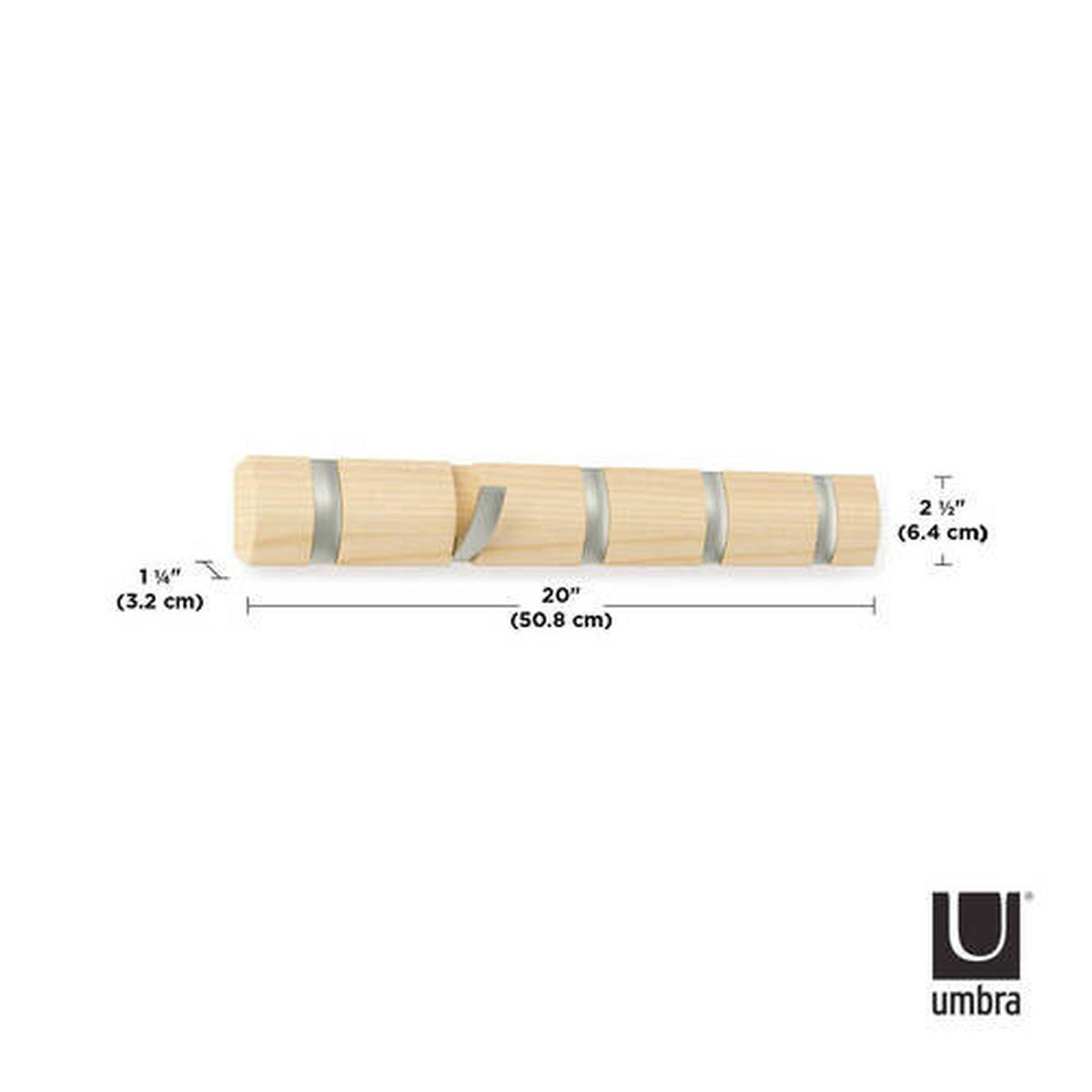 WANDGARDEROBE  in Esche Naturfarben, Nickelfarben  - Naturfarben/Nickelfarben, Basics, Holz/Metall (51/6/3cm) - Umbra