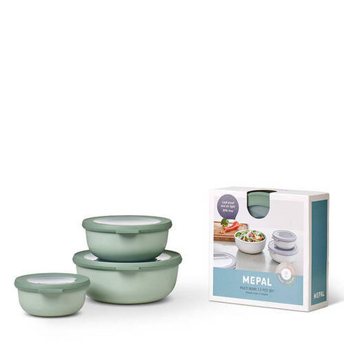 VORRATSDOSENSET  - Mintgrau/Klar, KONVENTIONELL, Kunststoff (19/8/19,2cm) - Mepal