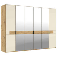 DREHTÜRENSCHRANK 300/216/58 cm,  in Eichefarben, Champagner, 6 Tür(en)  - Schieferfarben/Champagner, Design, Glas/Holz (300/216/58cm) - Musterring