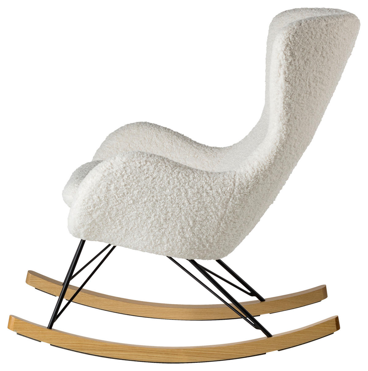 GUNGFÅTÖLJ i teddy tyg vit  - vit/svart, Modern, metall/trä (76/103/100cm) - home24