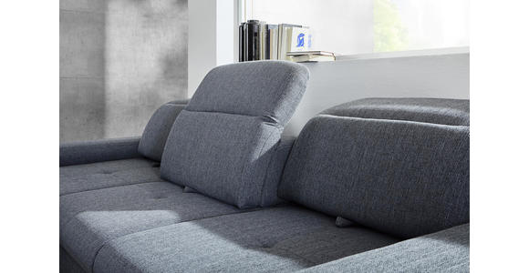 Wohnlandschaft inkl.Funktionen Grau, Hellblau Webstoff - Alufarben/Grau, KONVENTIONELL, Textil/Metall (216/286cm) - Cantus