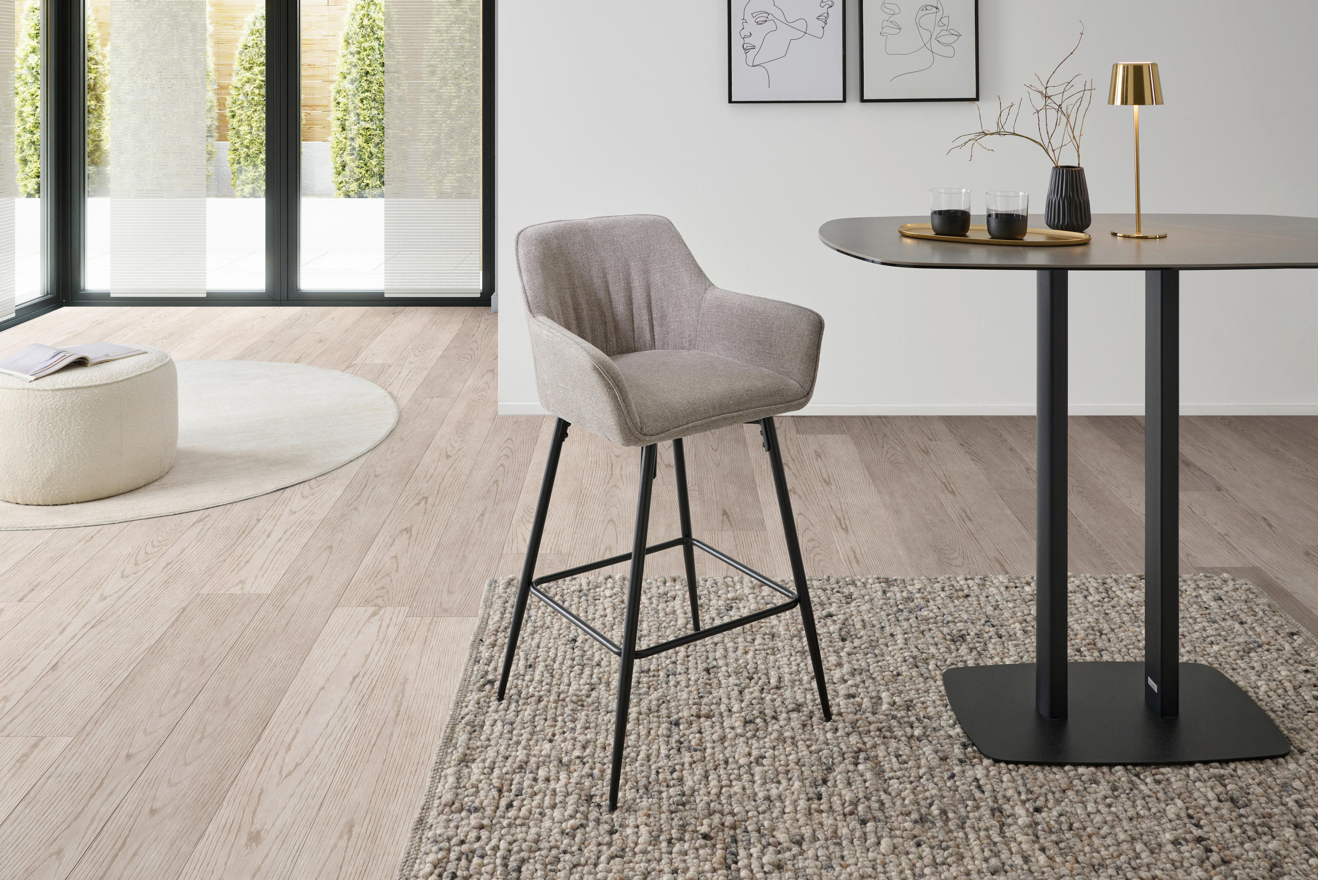 BARHOCKER in Schwarz, Taupe  - Taupe/Schwarz, KONVENTIONELL, Holz/Textil (57/105/57cm) - MID.YOU