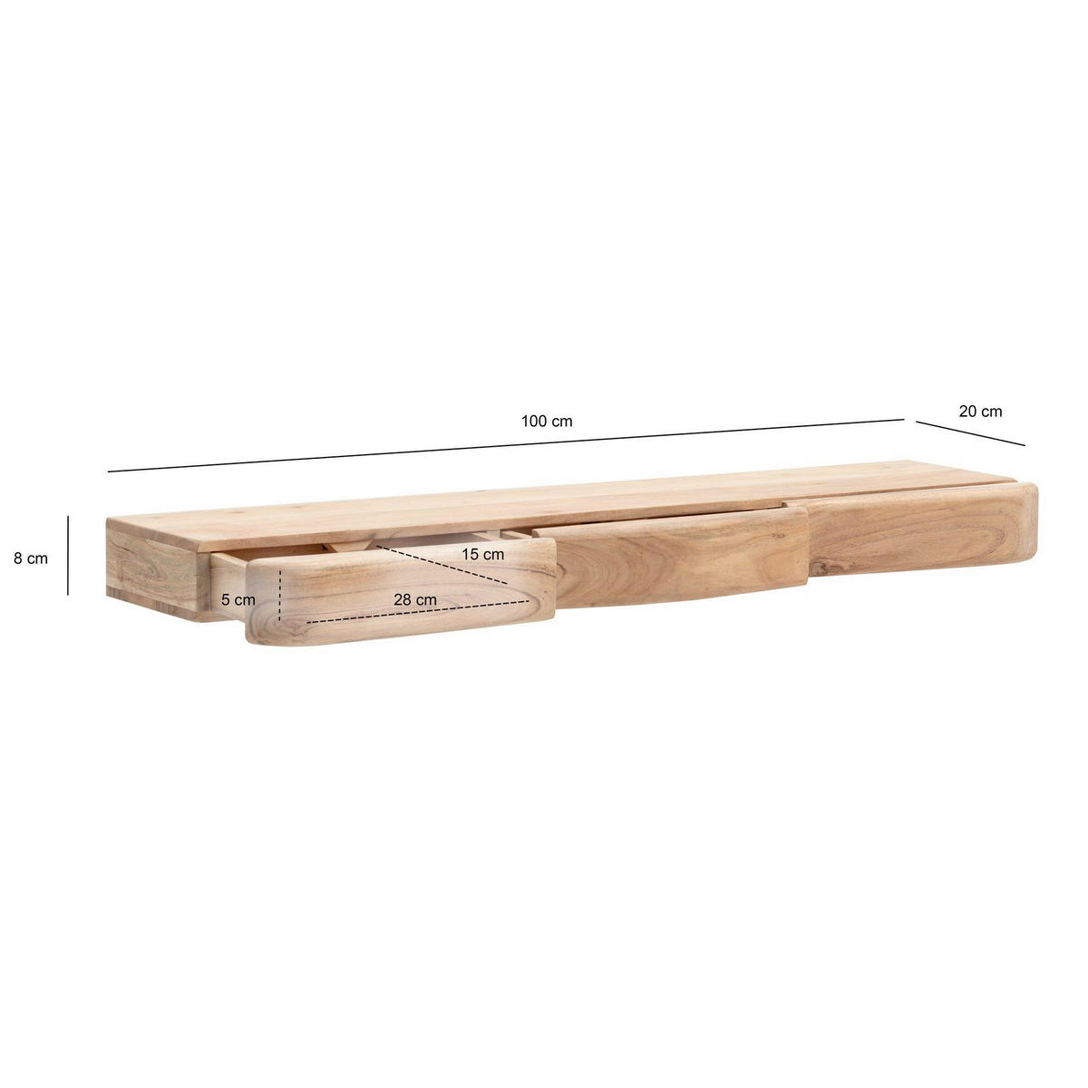WANDBOARD in 100/8/20 cm Akaziefarben  - Akaziefarben, Design, Holz (100/8/20cm) - Livetastic