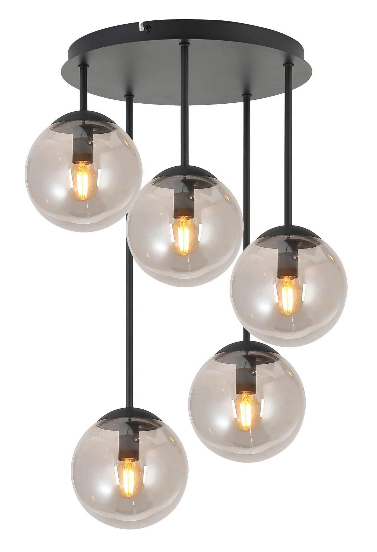 HÄNGELEUCHTE 42/59,5 cm   - Schwarz, Trend, Glas/Metall (42/59,5cm) - Novel