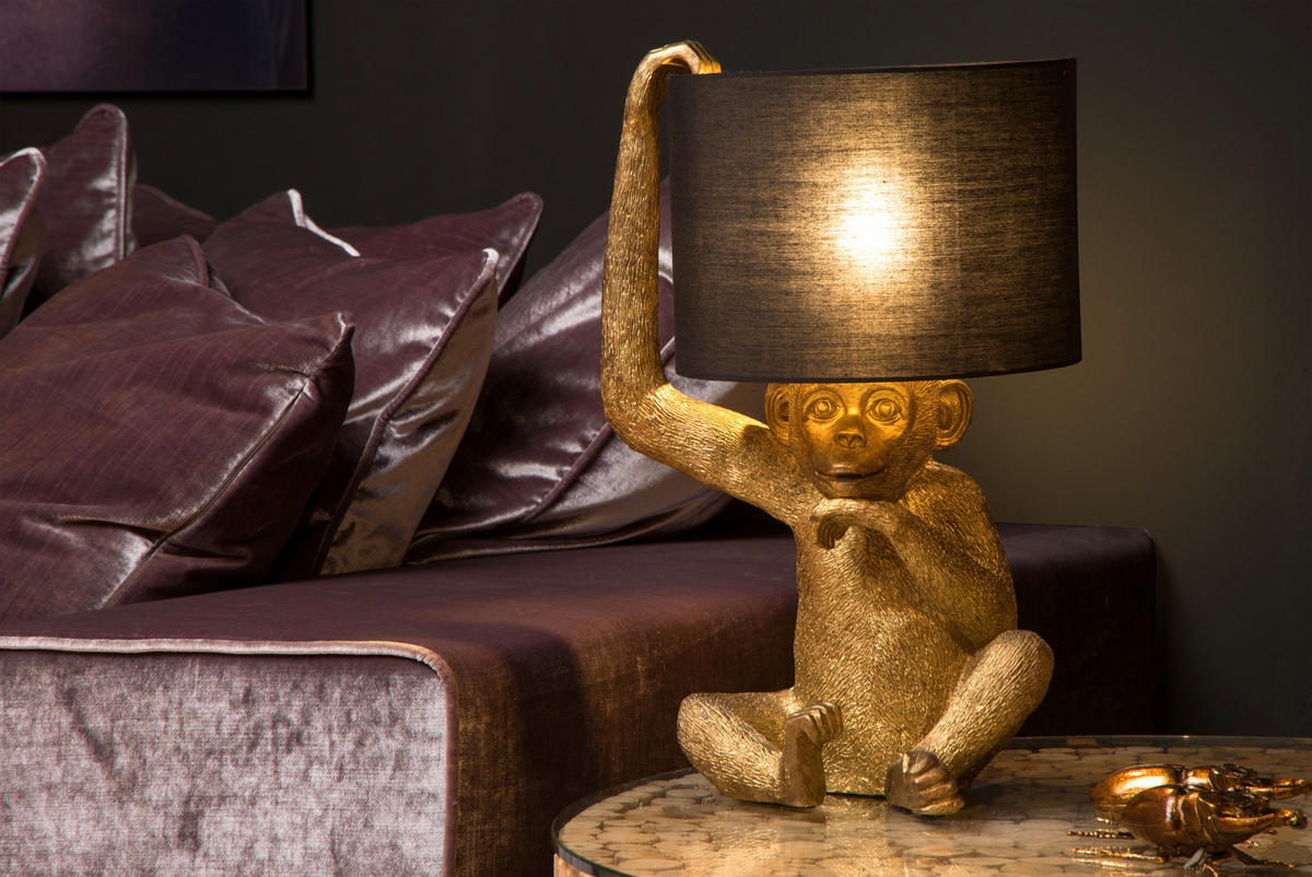 NAMIZNA SVETILKA  Extravaganza Chimp   30/30/45 cm          - zlate barve/črna, Trend, umetna masa/tekstil (30/30/45cm)